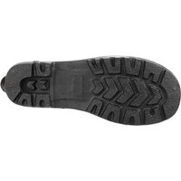 Black sole of Amblers Safety waterproof PVC rigger boot with deep tread pattern, size 6.