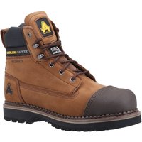 Brown Amblers Safety AS233 boot with reinforced toe, padded collar, metal eyelets, and rugged sole.