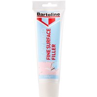 White tube of Bartoline Fine Surface Filler 300g with red and blue label, flip-top cap.