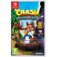 Crash Bandicoot N.Sane Trilogy Switch game cover featuring Crash in jungle setting with vibrant colors and logo.