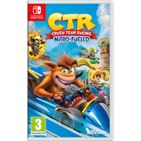 Nintendo Switch game case for "Crash Team Racing Nitro-Fueled" featuring cartoon characters in racing karts.