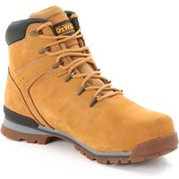 Tan DeWalt Carlisle Nubuck safety boots with black collar, brown sole, and reinforced toe.