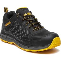 Black DeWalt Fargo Safety Trainers with yellow accents, rugged sole, and lace-up design.
