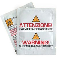 FDL IPA Wipes 50 Pack, white sachets with red warning text and hazard symbols.