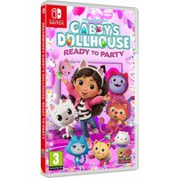 Nintendo Switch game "Gabby's Dollhouse: Ready to Party" with colorful cartoon characters on a pink background.