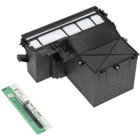 Black HP spittoon service kit with rectangular shape, grid-like top, and accompanying small green circuit board.