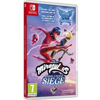 Nintendo Switch game case for "Miraculous 1&2 Pack" featuring superheroes Ladybug and Cat Noir in action poses.