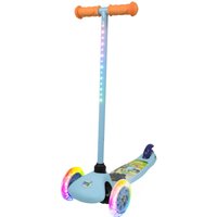 Bluey-themed scooter with orange grips, light-up wheels, and LED handlebar stem.