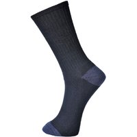 Navy Portwest Classic Cotton Sock with ribbed texture, reinforced heel and toe, fits EU sizes 44-48.