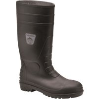 Black Portwest Classic Safety Wellington Boots with textured sole and reinforced toe, UK size 6.5.