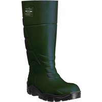 Green Portwest PU Wellington boots, UK 8, with textured sole and reinforced upper.