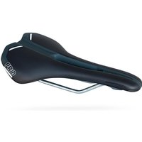 Black Pro Griffon bike saddle with ergonomic cutout, silver rails, and white logo on the side.