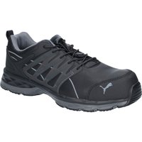 Black Puma Velocity 2.0 safety shoe with sleek design, gray accents, and durable rubber sole.