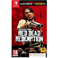"Red Dead Redemption Switch CIAB cover, features armed cowboy on red background, Nintendo Switch logo at top left"
