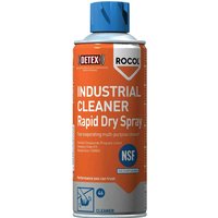Rocol Industrial Cleaner Rapid Dry Spray, orange can, blue cap, NSF logo, white text detailing usage.