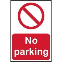 Red and white Scan 4051 PVC sign, 400x600mm, with no parking symbol and bold "No parking" text.