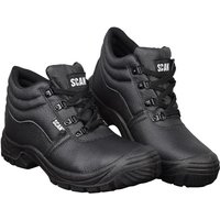 Black Scan JC-B917 chukka safety boots, UK 8, with 4 D-rings, padded collar, and rugged sole.