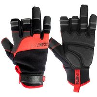 Black and red Scan PT-402 Pro Framers Gloves, medium size, with padded palms and adjustable wrist straps.