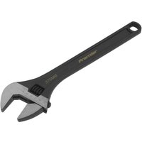 Black and silver Sealey adjustable wrench, 375mm, with a wide jaw and ergonomic handle.