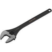 Black Sealey adjustable wrench 600mm with silver jaws and hole in handle for hanging.