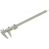 Silver Sealey Vernier Caliper 300mm with dual scale, sliding jaw, and fine adjustment wheel.