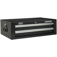 Black Sealey mid-box with two drawers, ball-bearing slides, and silver handles.