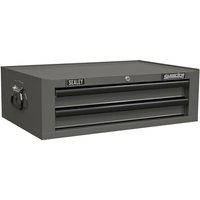 Grey and black Sealey mid-box with two drawers, ball-bearing slides, and side handles.