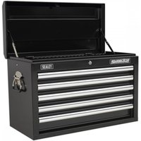 Black Sealey topchest with five drawers, ball-bearing slides, and metal handles.