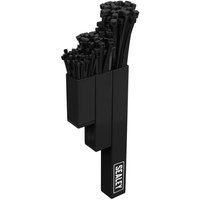 Black Sealey magnetic cable tie holder with vertical design, filled with black cable ties, and Sealey logo on the base.