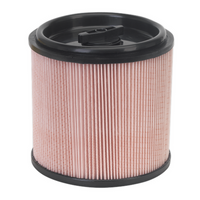 Sealey cartridge filter for fine dust, cylindrical with pleated pink paper and black plastic end caps.