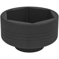 Black Sealey impact socket, 90mm, 1in square drive, with hexagonal opening and grooved exterior.