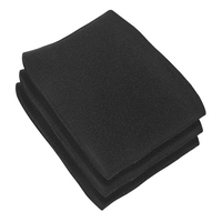 Black Sealey foam filters, pack of three, rectangular shape with smooth texture, stacked neatly.