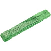 Green Sealey load sling, 2-tonne capacity, 2m length, with reinforced loops and durable woven material.