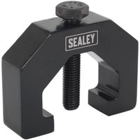Black Sealey Land Rover steering drop arm puller with U-shaped body and central threaded bolt.