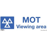 White Sealey rigid plastic sign with blue MOT logo and text "MOT Viewing area" in bold letters.
