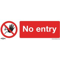 Red and white Sealey rigid plastic no entry sign with hand symbol and diagonal line.
