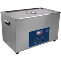 Sealey SCT27 Ultrasonic Parts Cleaning Tank, stainless steel with digital control panel and side handles.
