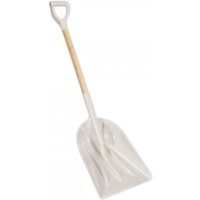 White Sealey shovel with a wide metal scoop and a 900mm wooden handle featuring a D-grip.