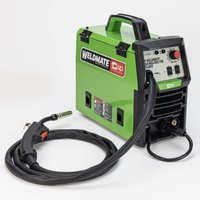 Green Sip Weldmate 120A Mig Welder with control panel, handle, and attached black welding cable.