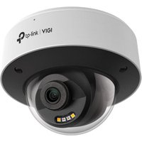 White TP-Link 4K dome IP security camera with black lens housing and LED indicators.
