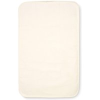Tutti Bambini white waterproof cotton mattress protector, rectangular with rounded corners, soft and smooth texture.