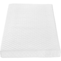 White quilted Tutti Bambini sprung cot bed mattress, 140 x 70cm, with a textured diamond pattern surface.