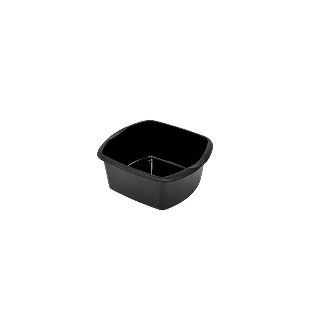 Small rectangular washing up bowl in black, made of durable plastic, featuring smooth edges and a spacious 8-litre capacity for versatile use.
