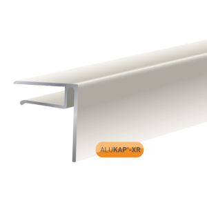 White 4.8m end stop bar made of durable material, featuring a sleek design with a 10mm profile, ideal for securing roofing or glazing applications.