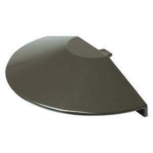 Brown Alukap®-XR roof lantern radius end cap made from durable material, featuring a smooth, curved design with a clip for secure attachment.