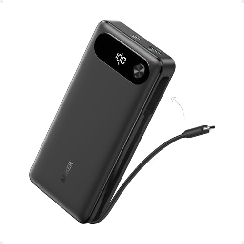 Anker Anker - Power Bank, 20,000mAh Travel Essential Portable Charger with Built-in USB-C Cable