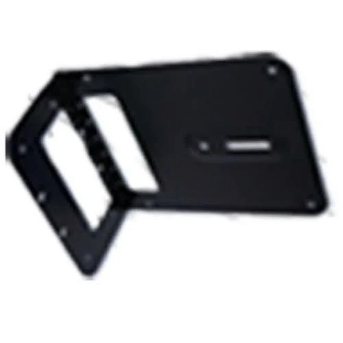 Black metal ceiling mount accessory with a rectangular shape, featuring a cut-out handle and multiple mounting holes for secure installation.