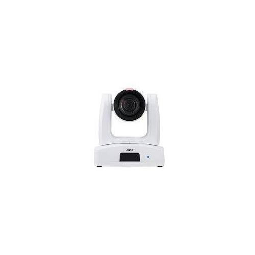 AVer PTZ211 features a sleek white design with a prominent black lens, a compact base with a control panel, and a modern aesthetic suitable for professional video conferencing.