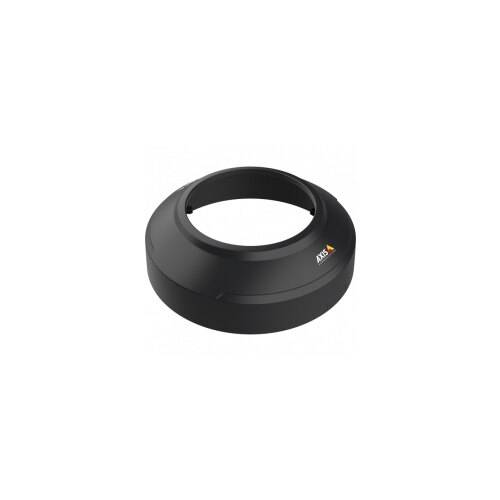Black circular housing accessory for security cameras, featuring a smooth finish and a central opening for lens installation, designed for durability and easy mounting.