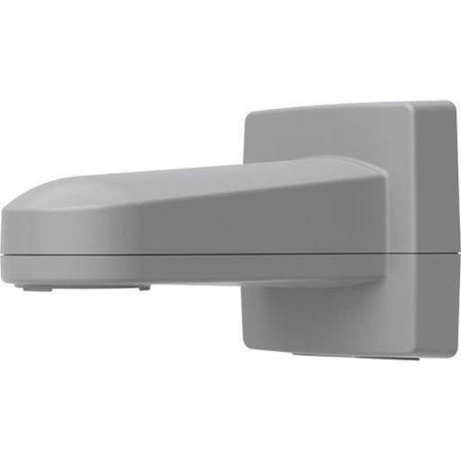 Gray aluminum wall mount for network camera, featuring a sleek, streamlined design with a sturdy base for secure installation.